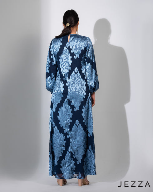 Regal Allure: Brocade A-Line Ankle Dress 72961